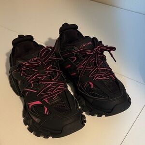 Balenciaga Black Sneakers with Pink Highlights
